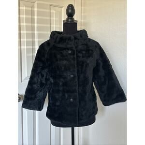 Vintage Black Winter Brand Faux Fur Black Coat Womens Size medium 1950’s